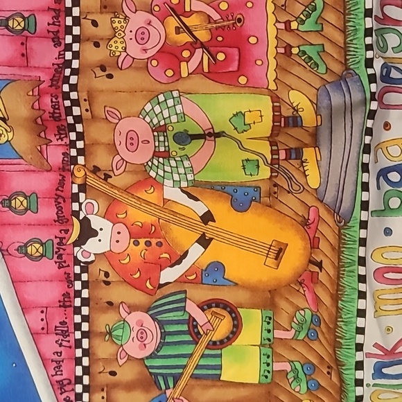 Handmade baby blanket farm animals pigs cows chickens stars moon cats rabbits - Picture 5 of 12